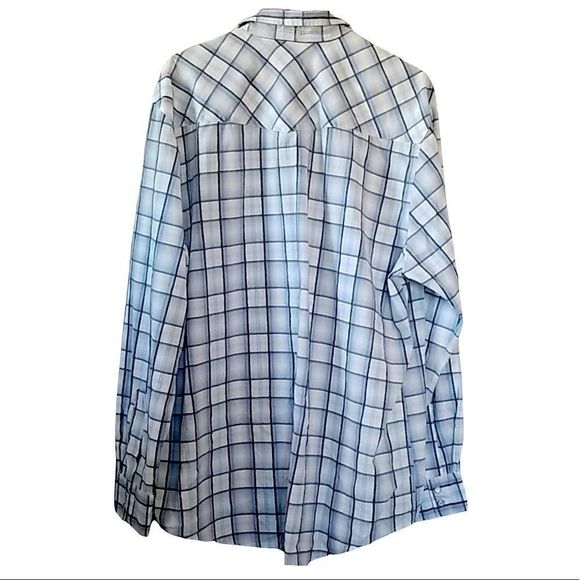 Bullhead Blue Plaid Western Pearl Snap Shirt size XXL - Picture 4 of 7
